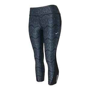 Nike Dri-Fit Leggings Womens XS Gray Black Crop Drawstring Gym Yoga Training